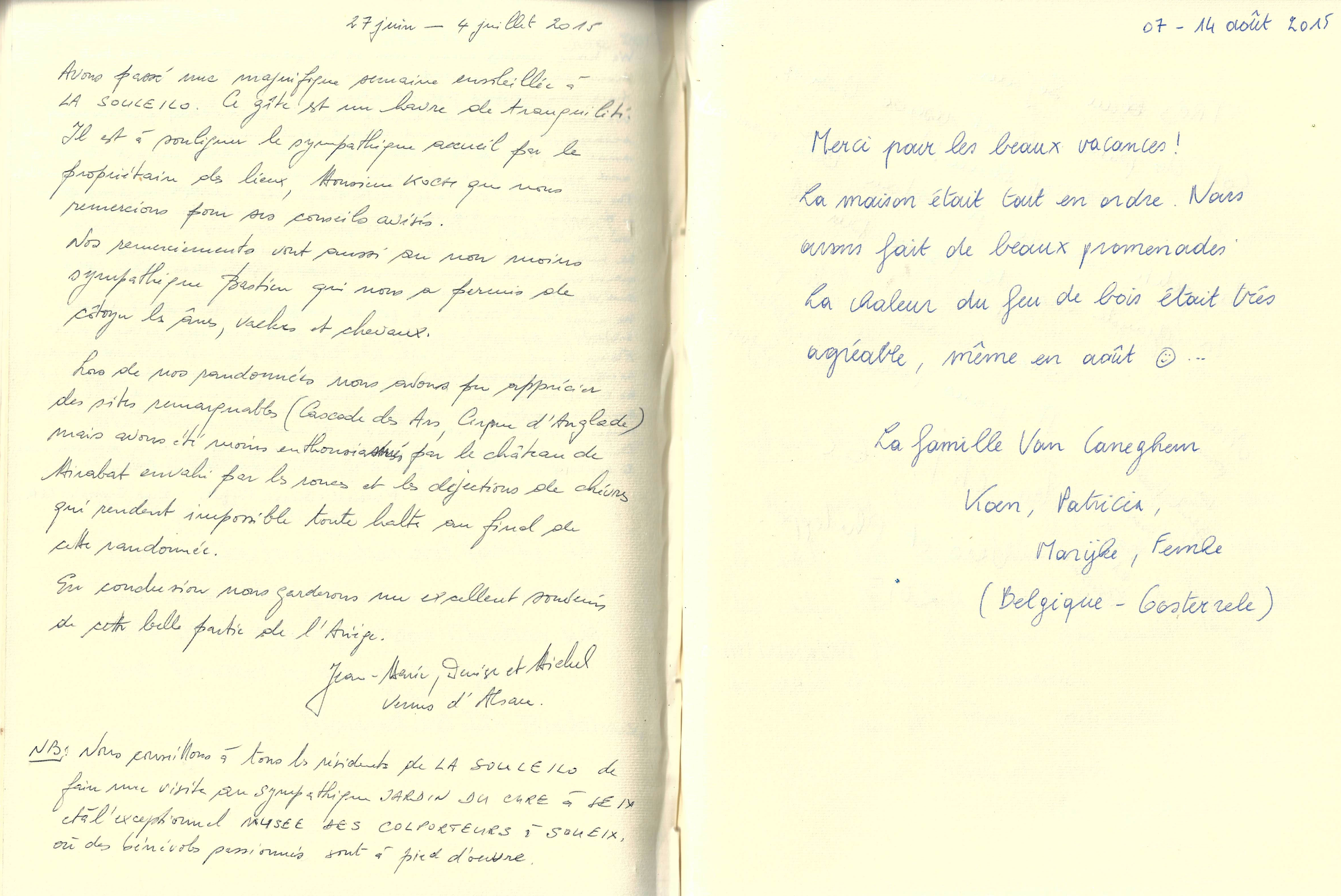 Guestbook image gite ariege