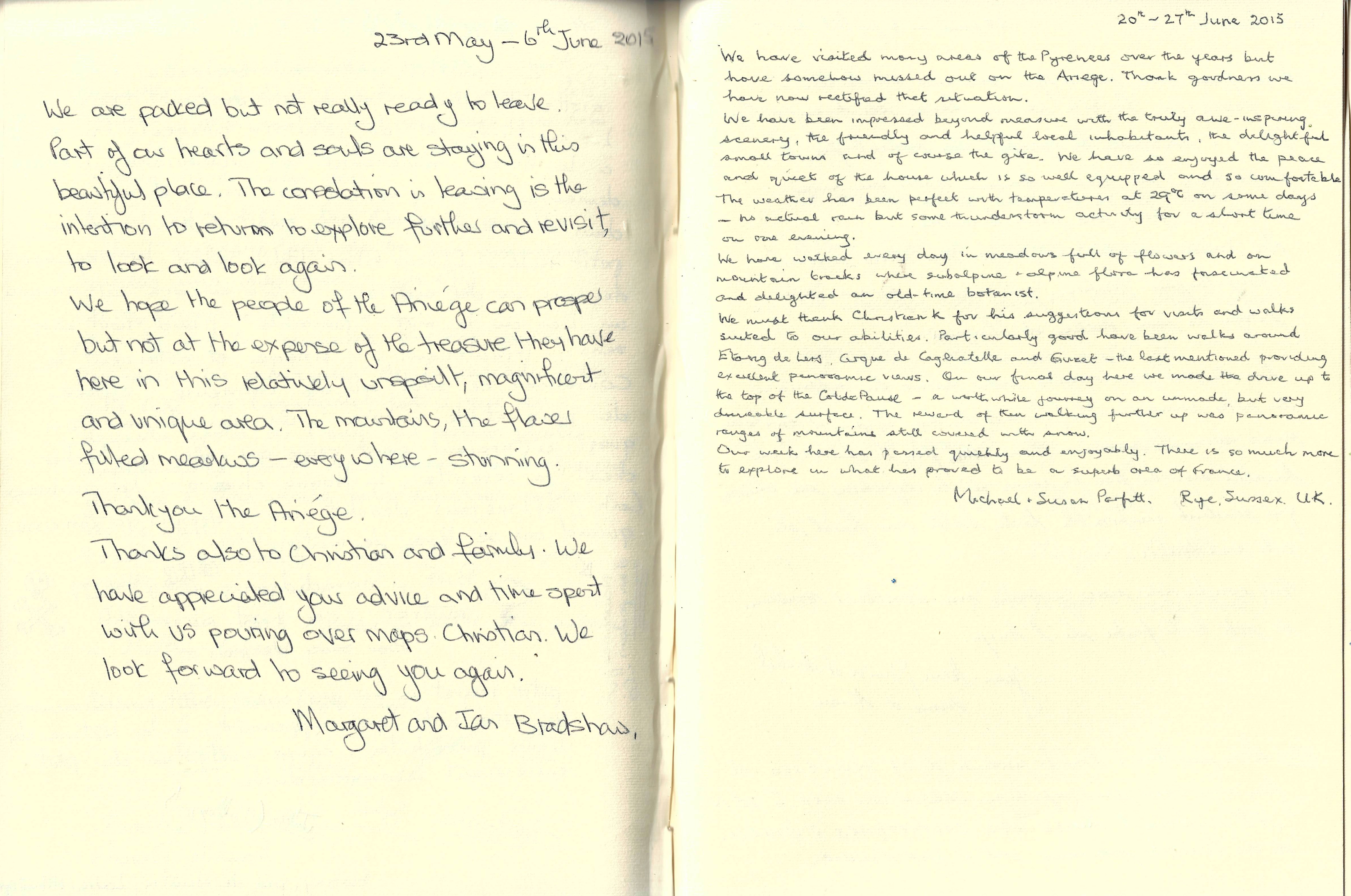 Guestbook image gite ariege