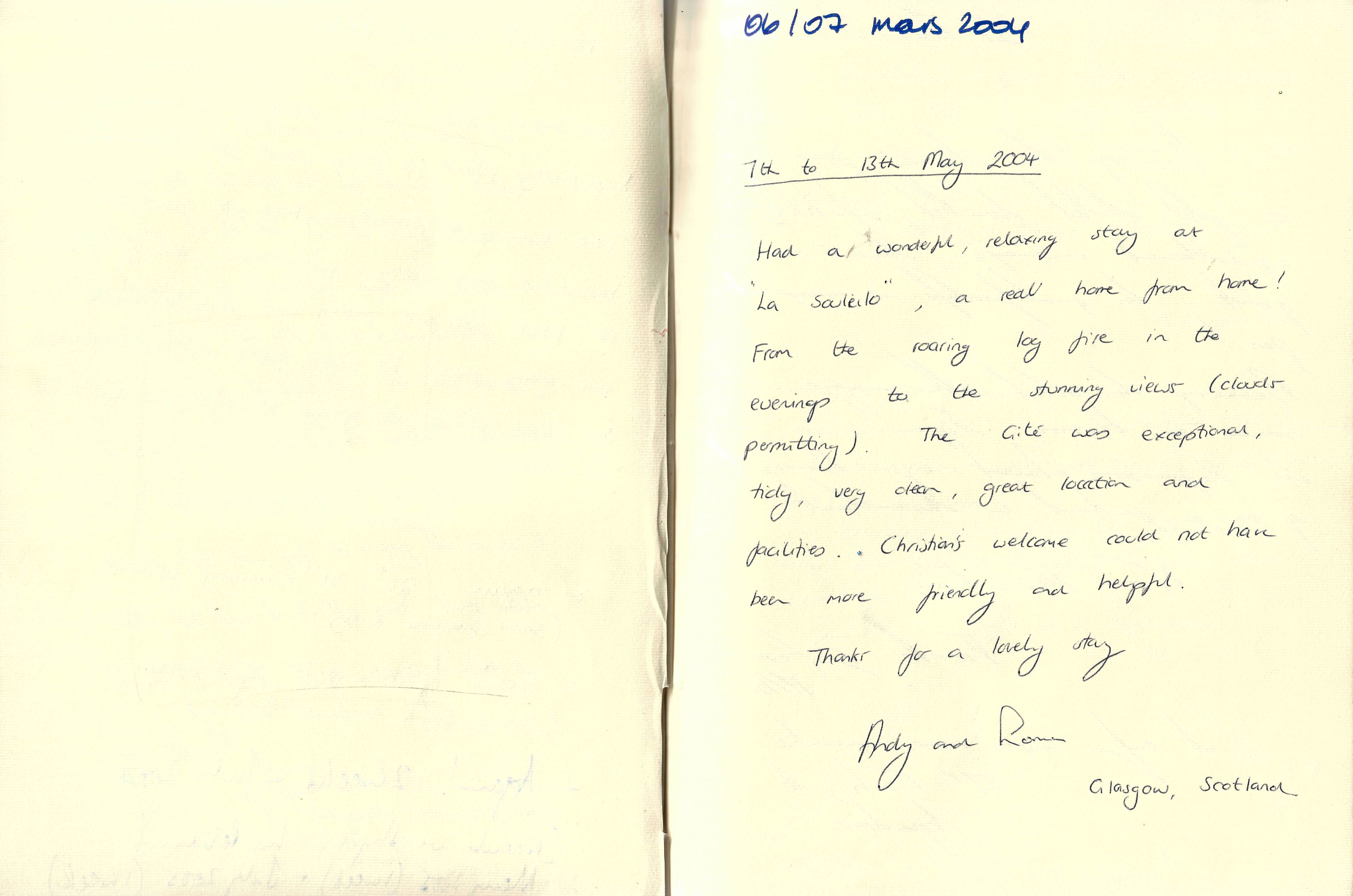 Guestbook image gite ariege