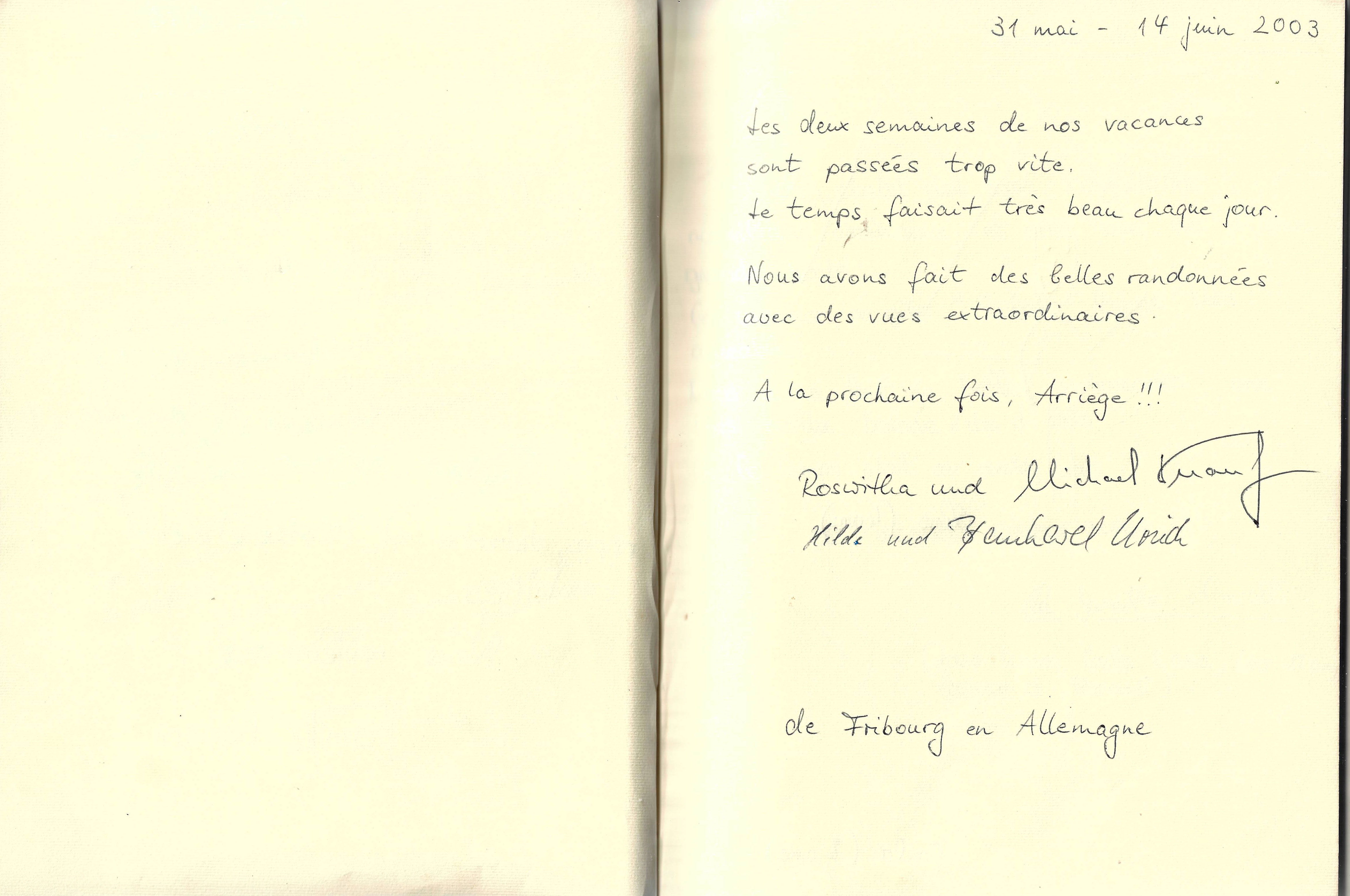 Guestbook image gite ariege