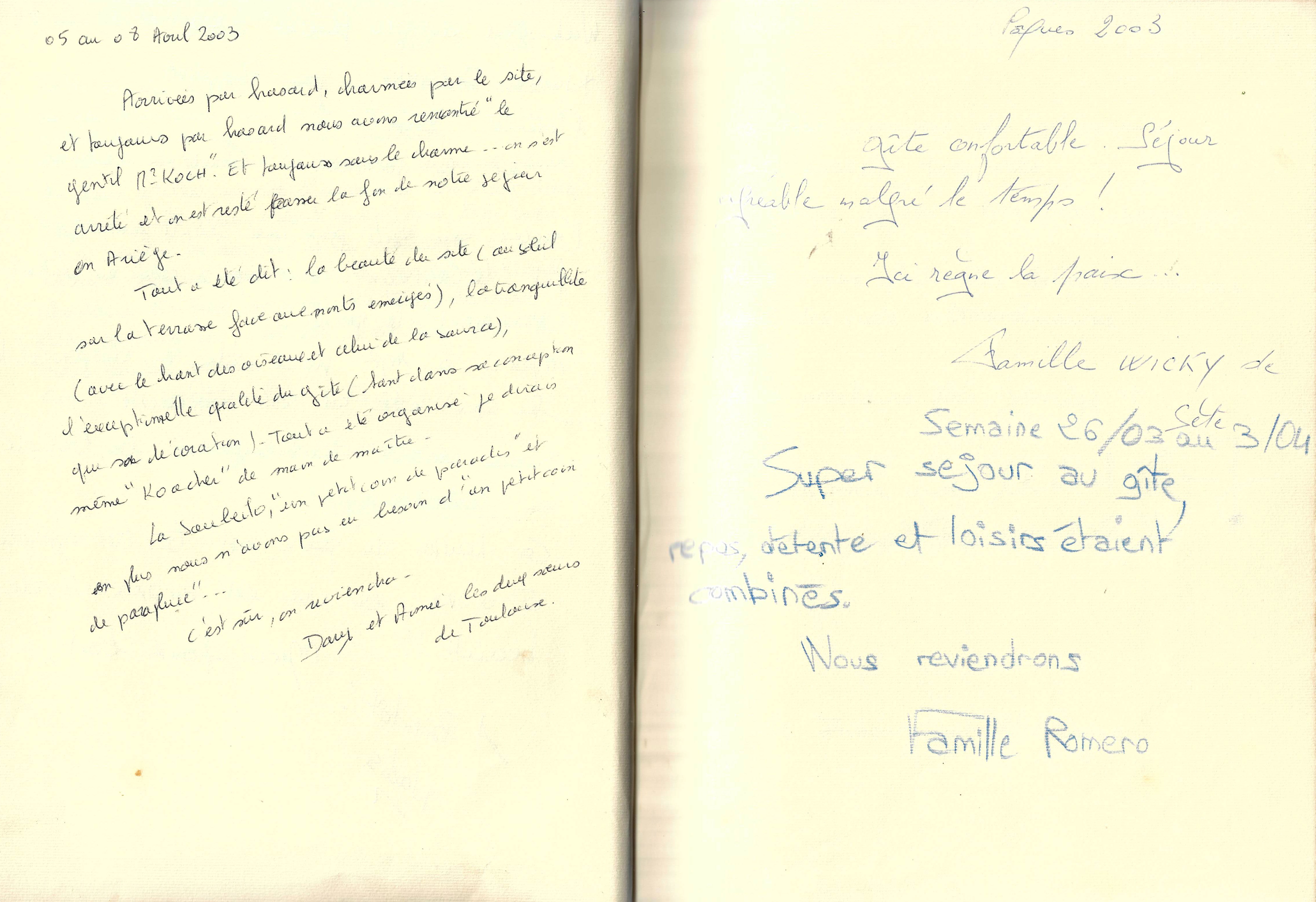 Guestbook image gite ariege