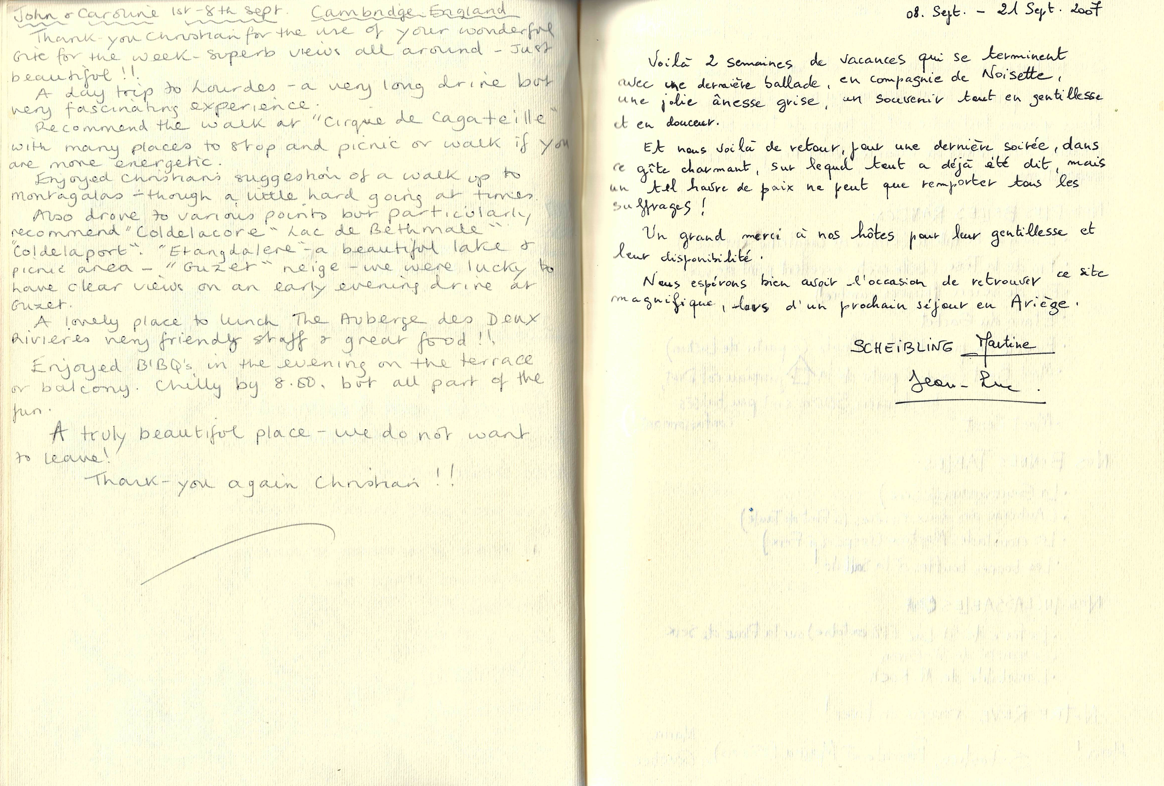 Guestbook image gite ariege