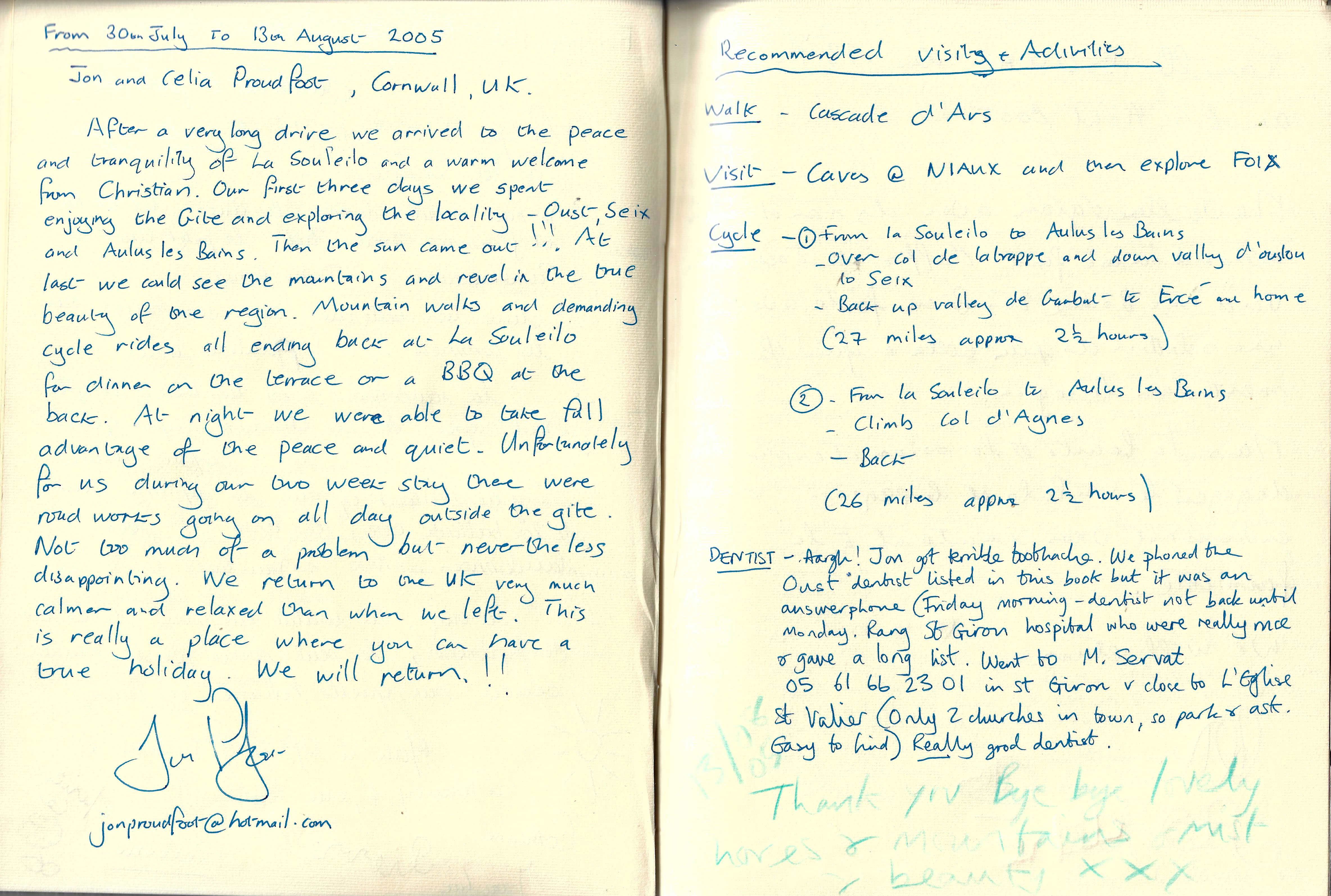 Guestbook image gite ariege