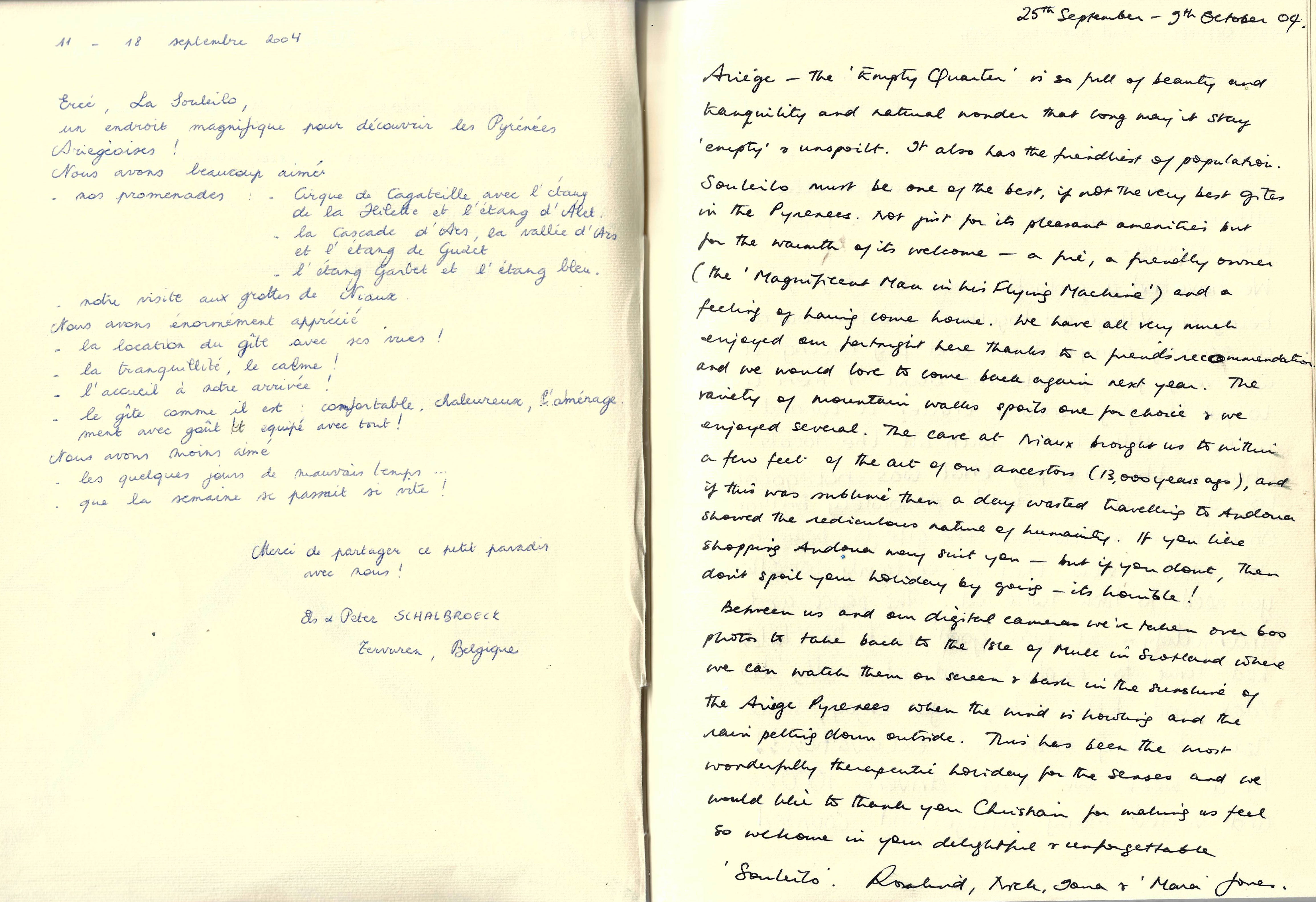 Guestbook image gite ariege