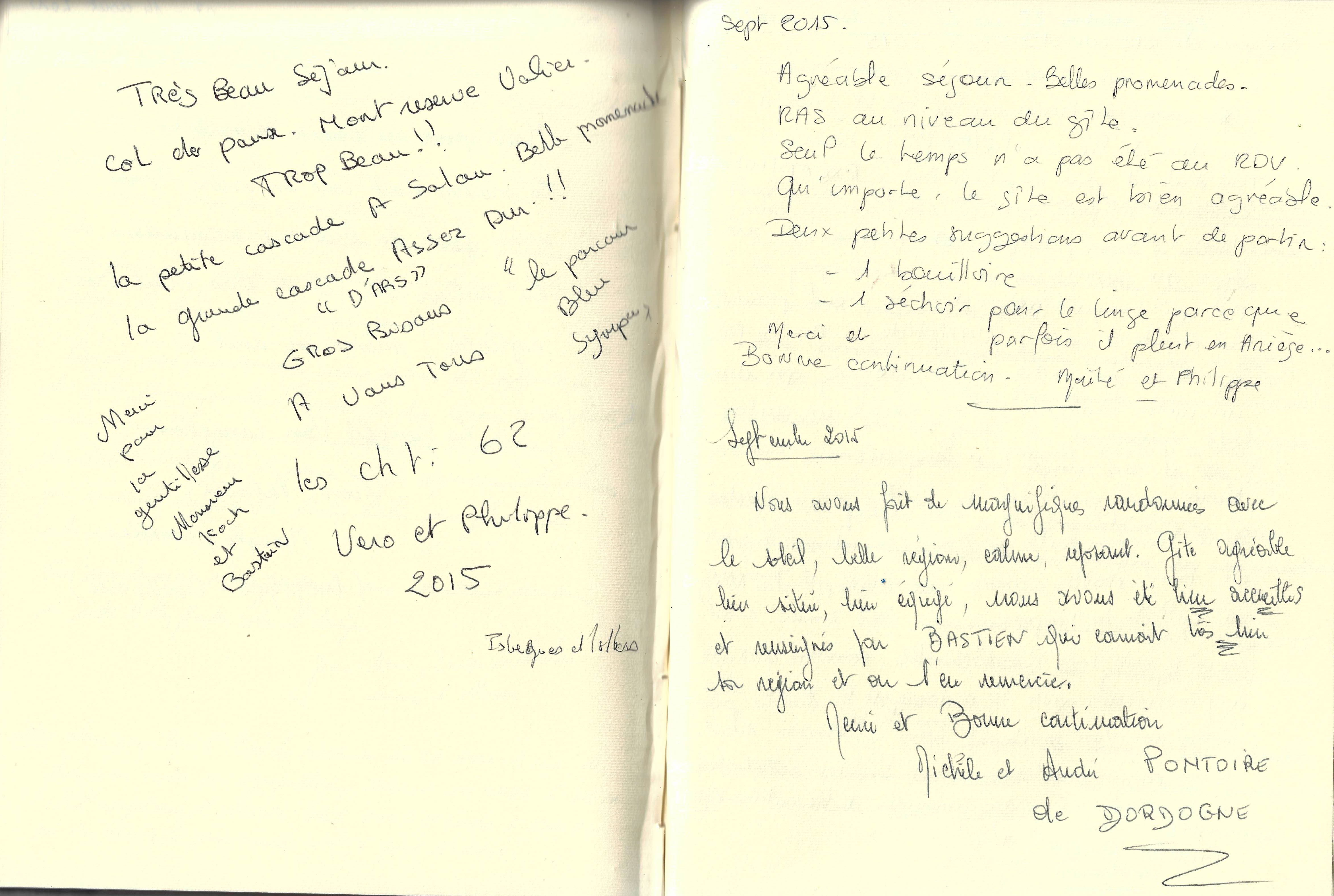 Guestbook image gite ariege