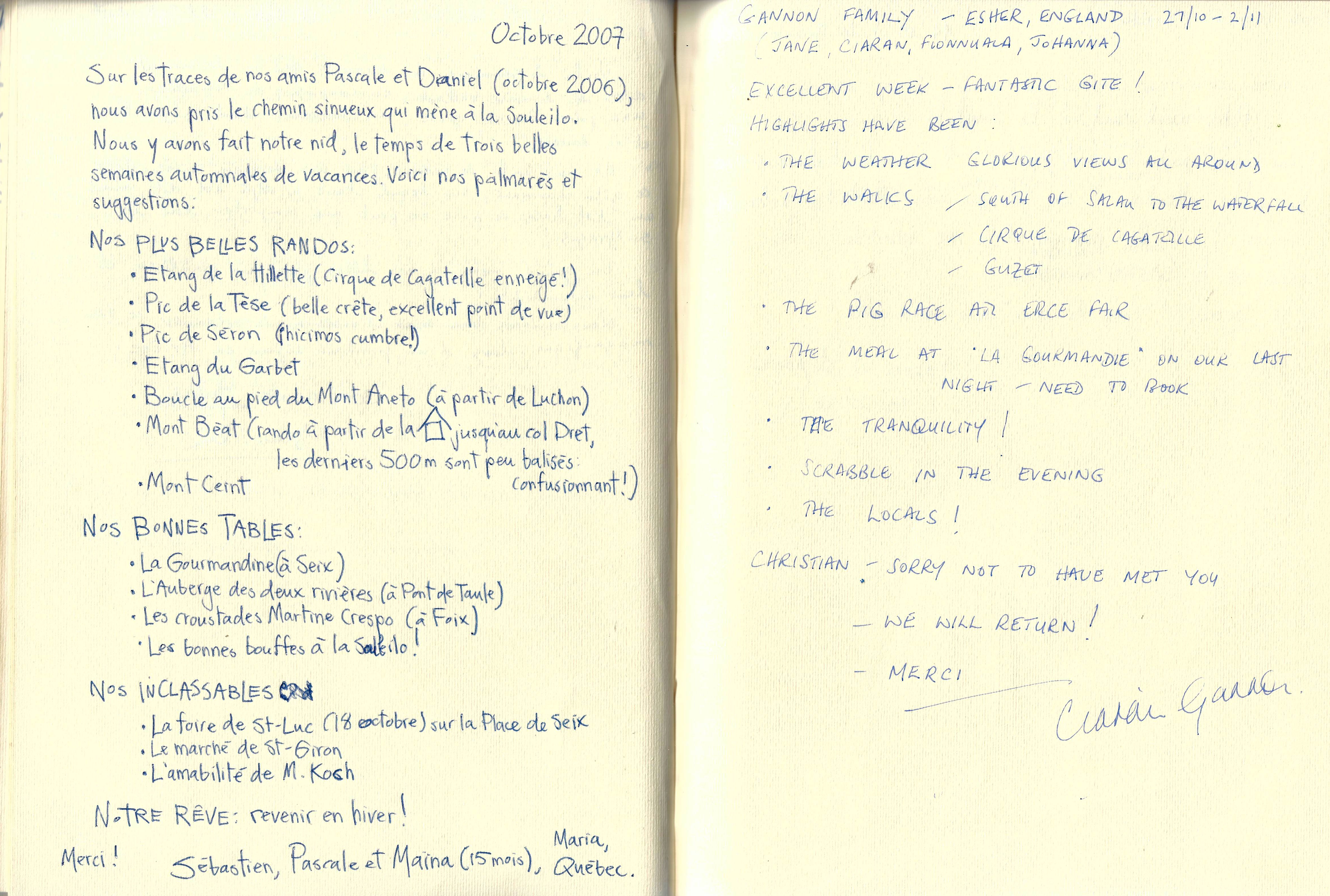 Guestbook image gite ariege