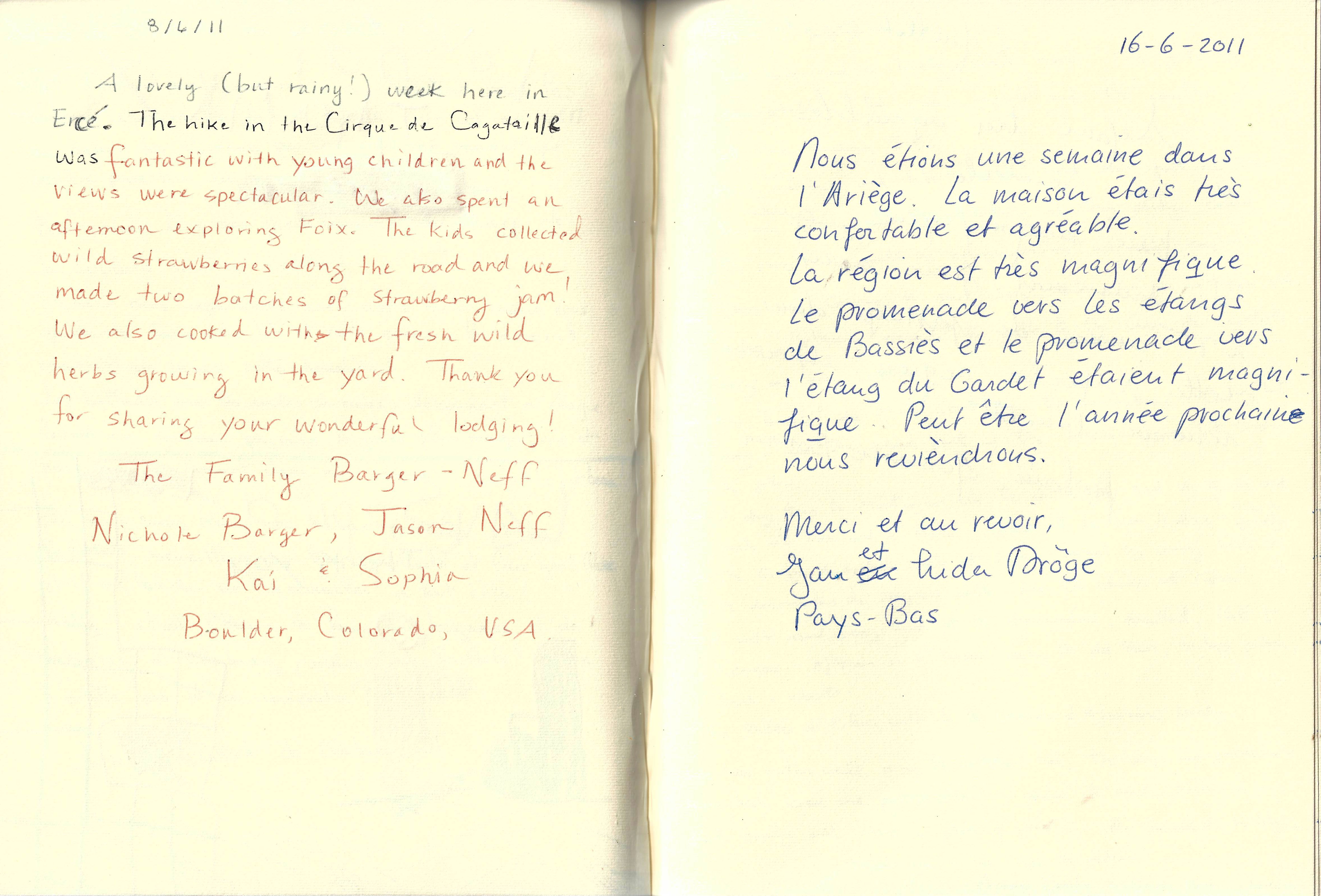 Guestbook image gite ariege