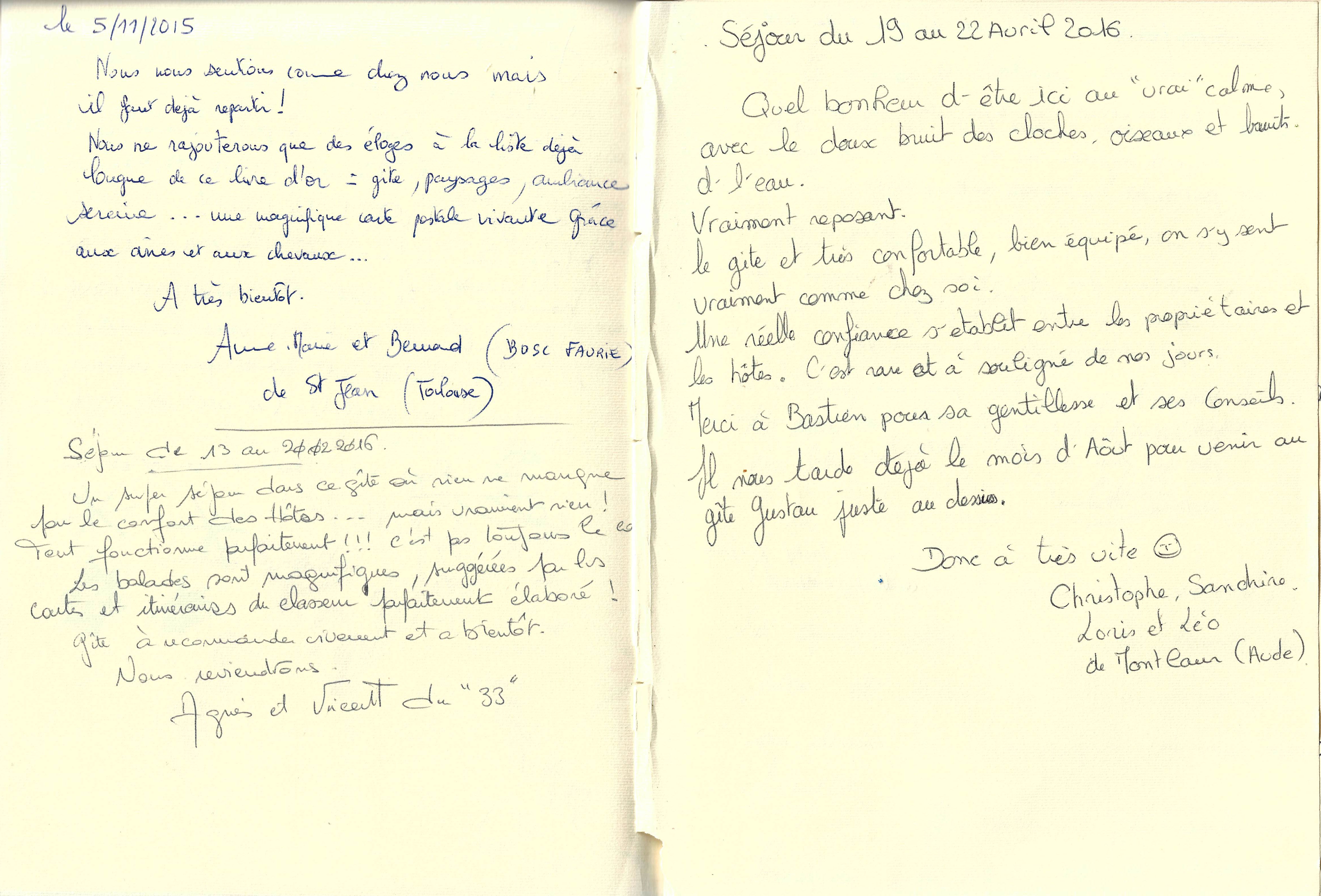 Guestbook image gite ariege