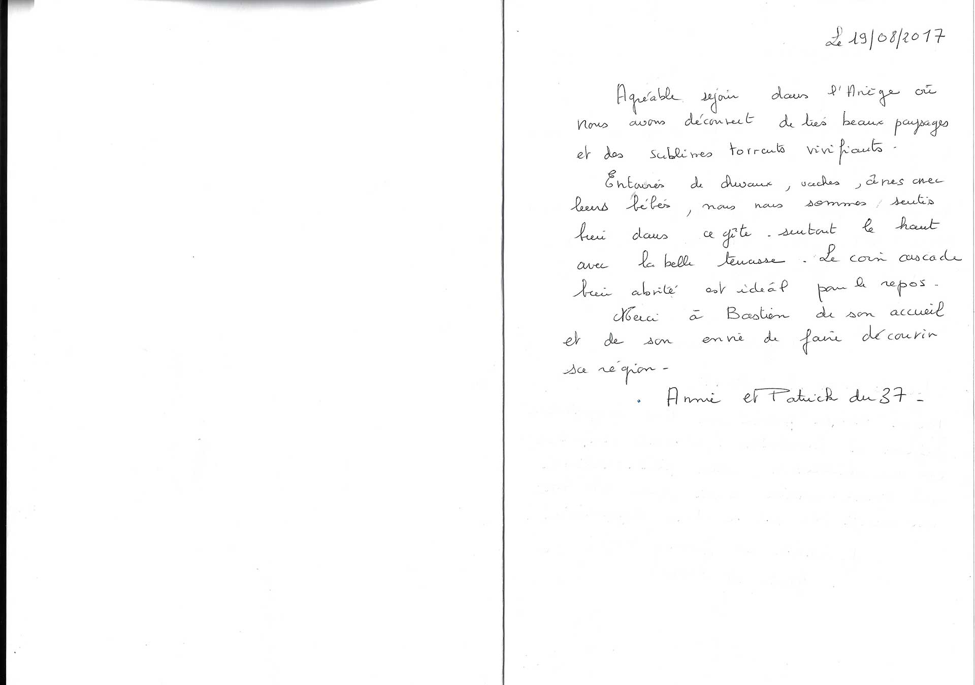 Guestbook image gite ariege