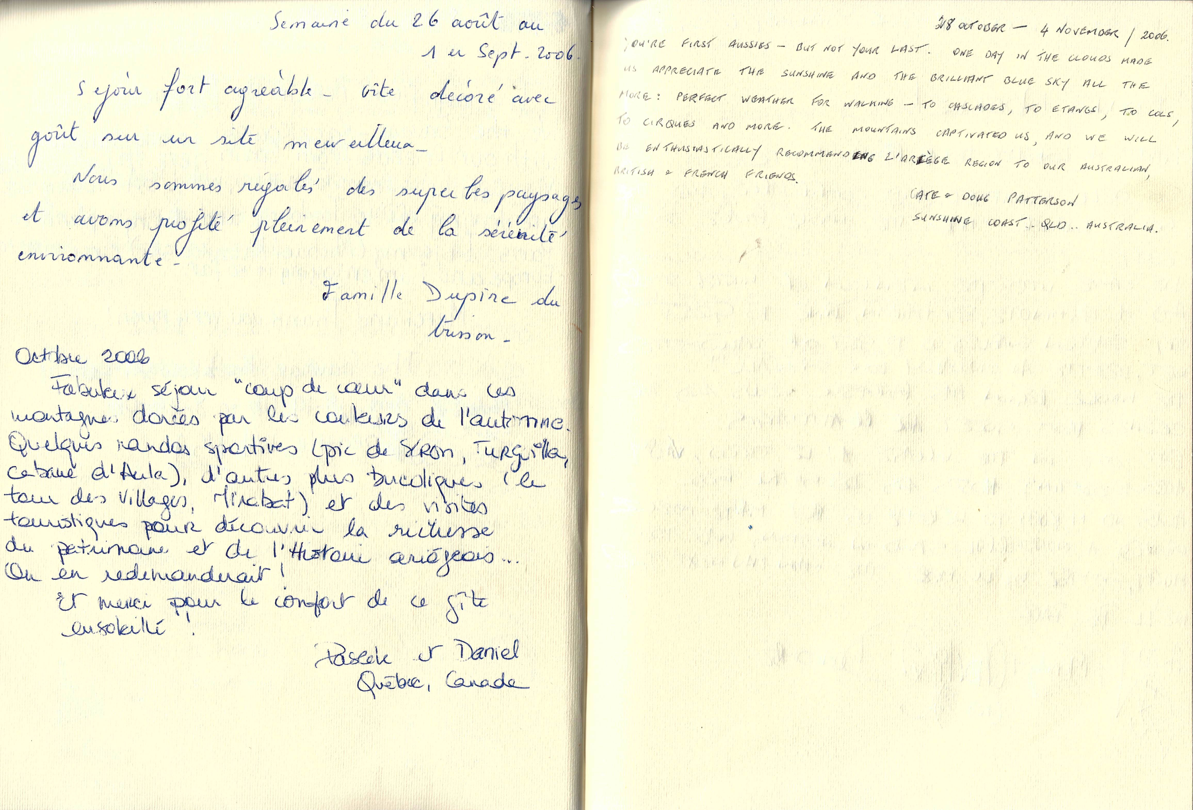 Guestbook image gite ariege