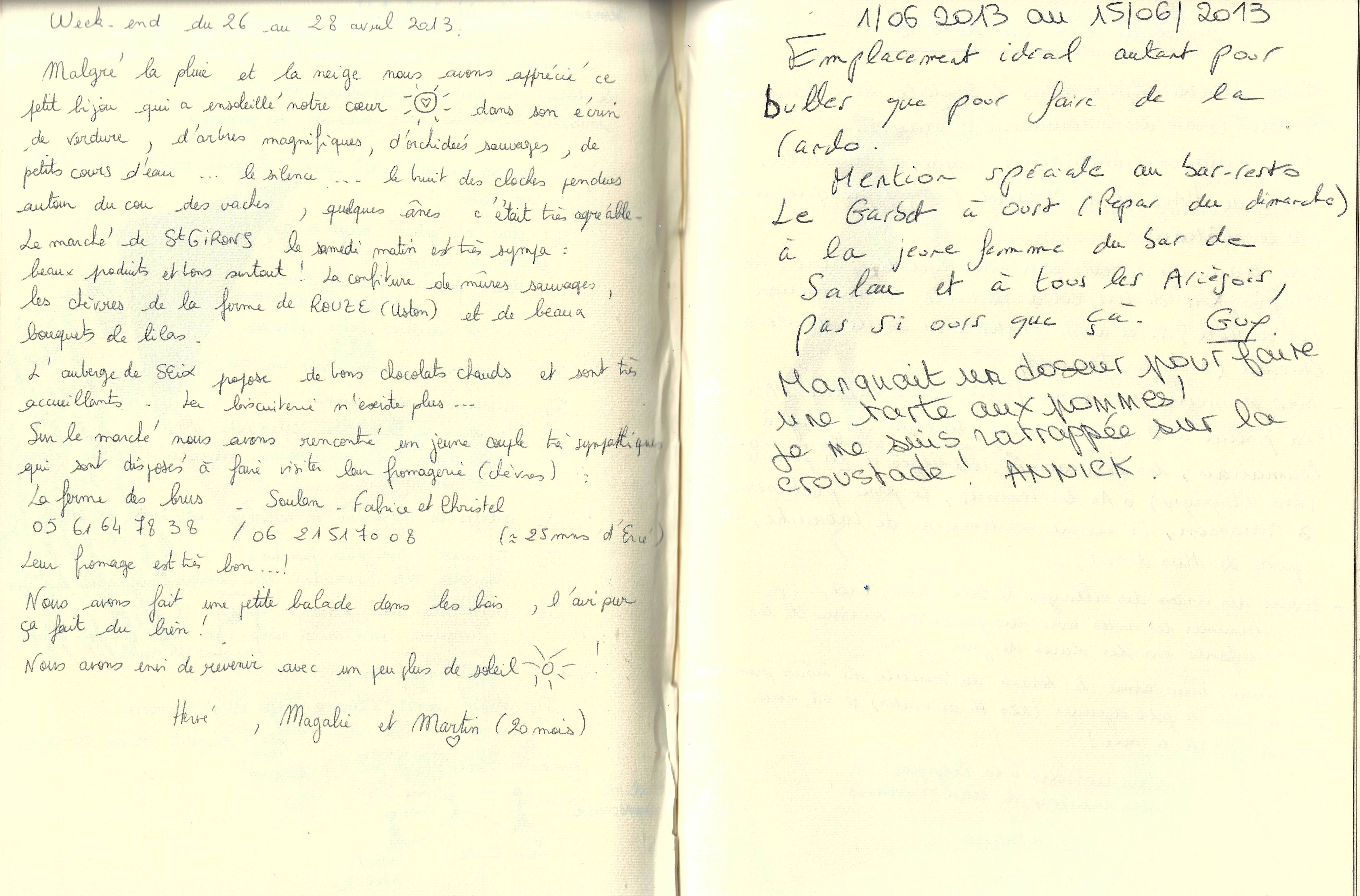 Guestbook image gite ariege