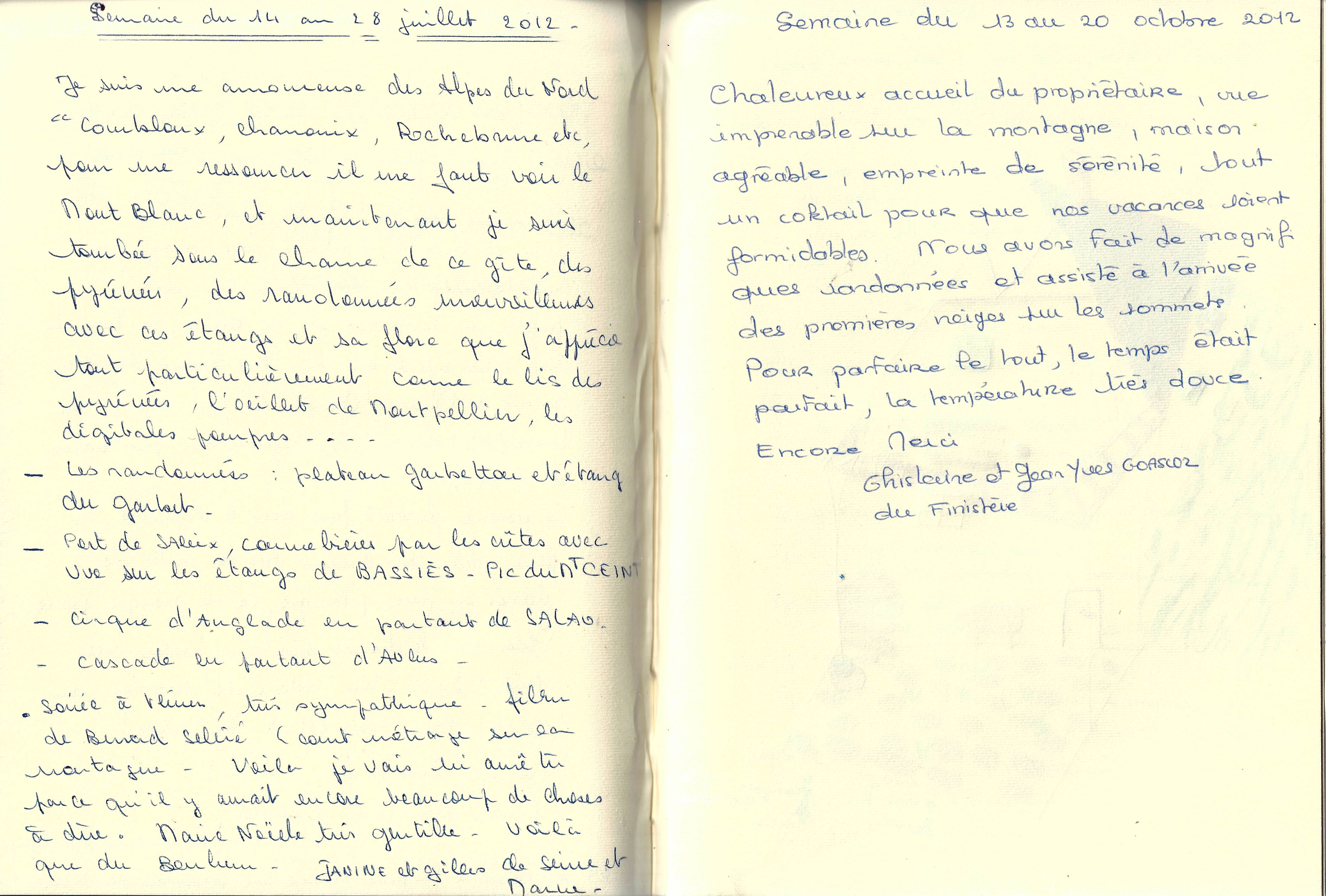 Guestbook image gite ariege