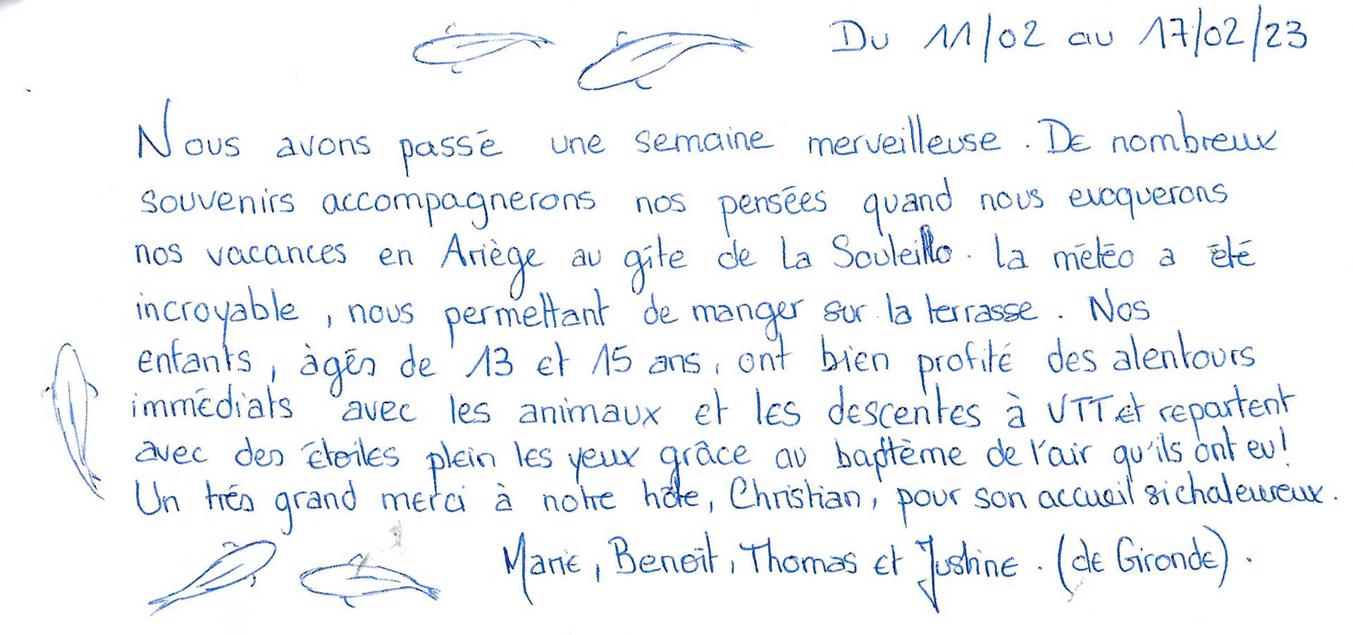 Guestbook image gite ariege